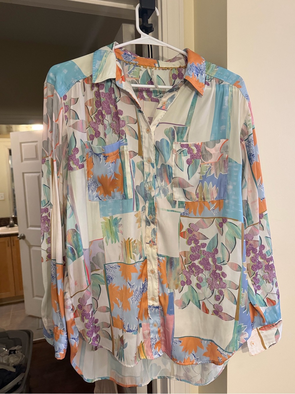 Anthropologie relaxed button down blouse floral size medium